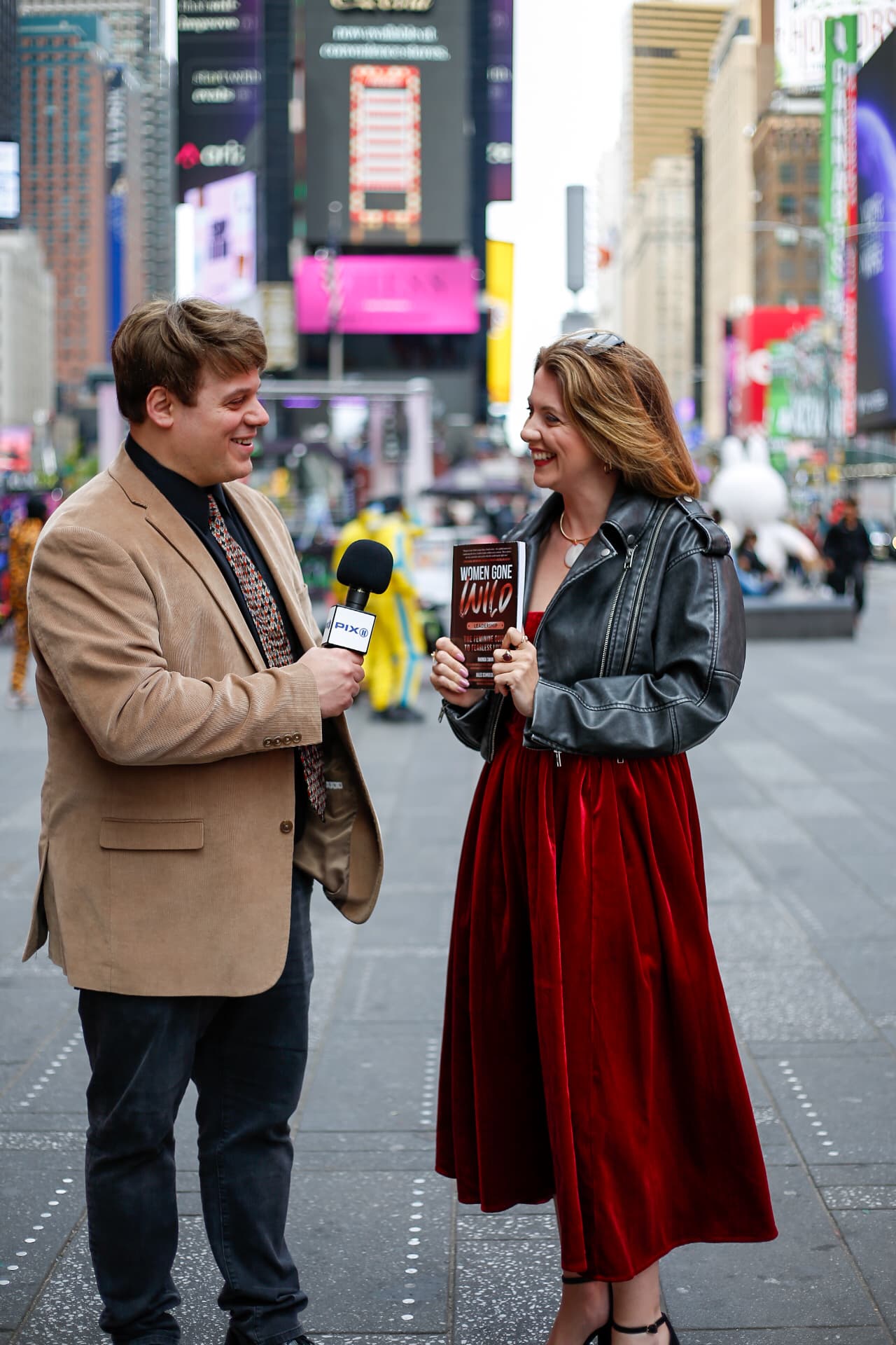 Kirsty being interviewed on the street